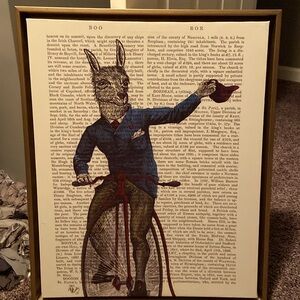 17 x 22 quirky primitive picture brushed gold framed canvas / zero flaws